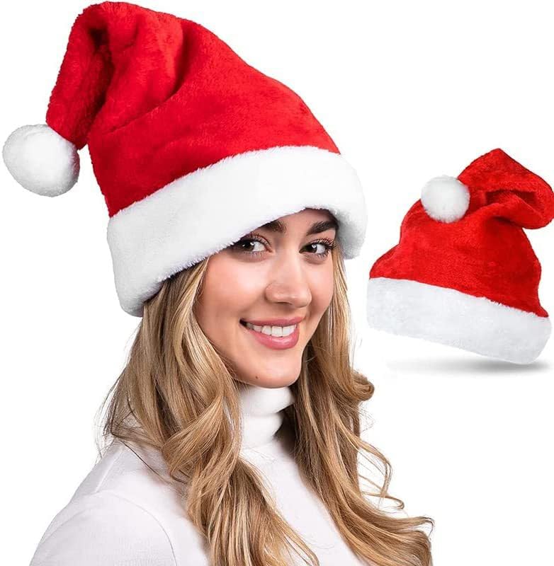 Nenluny Juego de 2 sombreros de Papá Noel para adultos, sombrero rojo de Papá Noel para mujeres y hombres, sombreros de fiesta de Navidad, Año Nuevo, suministros de fiesta festiva