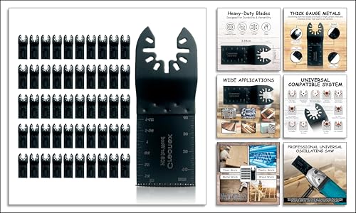 Creonex 50-Piece Oscillating Multi Tool Blades Set – Universal Quick Release Saw Blades for Wood, Metal, Plastic – Compatible with Dewalt, Bosch, Makita, Fein Multitools 8 Creonex 50-Piece Oscillating Multi Tool Blades Set – Universal Quick Release Saw Blades for Wood, Metal, Plastic – Compatible with Dewalt, Bosch, Makita, Fein Multitools - Image 8