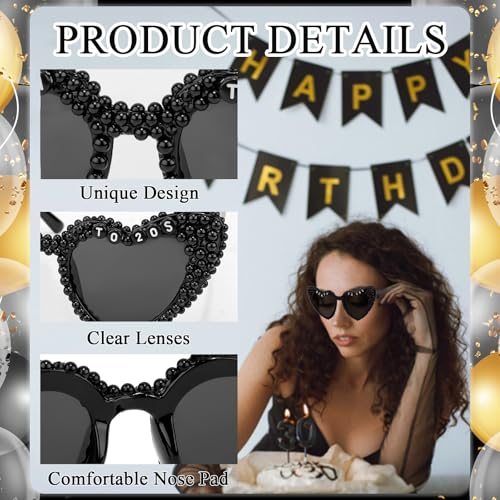 Black Heart-Shaped 30th Birthday Sunglasses for Women, Death to My 20s Decor Dress Outfit, Happy 30th Birthday Decorations4