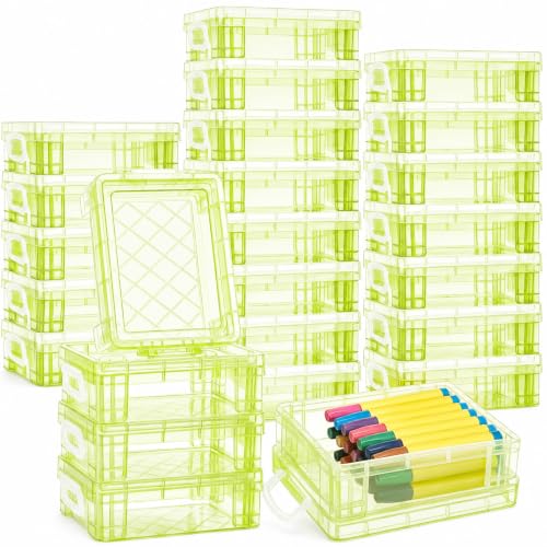 Image of Suzile 25 Pcs Plastic Crayon Boxes Bulk,Green