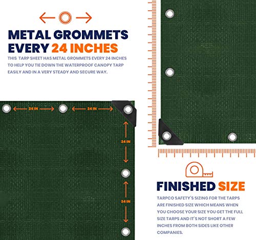 image for Tarpco Safety Extra Heavy Duty 14 Mil Tarp Cover, Waterproof, UV Resis