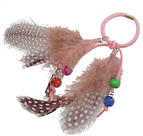 4 Pcs Women Lady Feather Hair Rope Bohemia Hair Band Headbands Elastics Feather Hair Tie Ponytail Holders Headdress Hair Accessories (B#) #TOP3