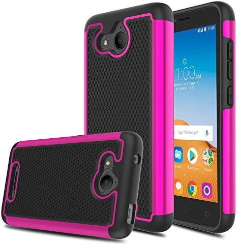 Elegant Choise Alcatel Tetra Case, Alcatel Tetra Phone Case 5041C, Hybrid Dual Layer Shock Absorbing Anti-Scratch Rugged Bumper Armor Defender Protective Case Cover-Red