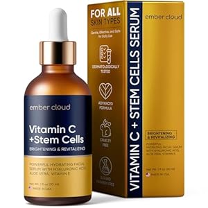 Vitamin C Serum for Face with Stem Cells Hyaluronic Acid Vitamin E Aloe Vera For All Skin Types Anti-Aging Face Seru Supports Skin Health & Even Tone Day and Night Made in USA 1 Oz
