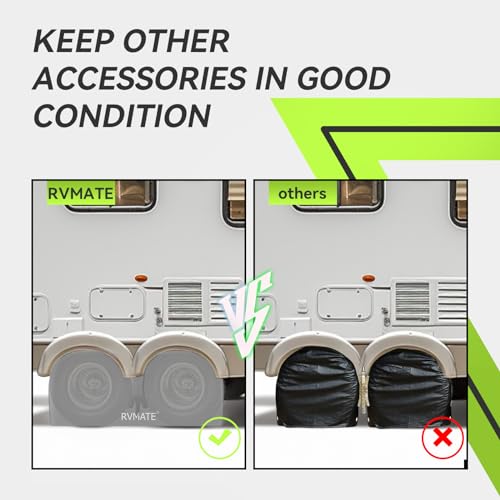 Image of RVMATE RV Tire Covers, Dual Axle Wheel Cover (2 Pack) Fits 30 inch-33 inch Diameter Tires, Waterproof Anti-UV Grey Dual Tire Covers RV Accessories for Truck /Trailer