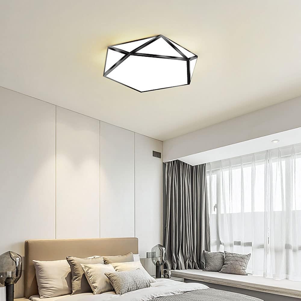 Simple Black Bezel Metal Ceiling Light Fixtures, LED Diamond Shape Ceiling Lighting, Warm/White Household Ceiling Lamp, for Study Room