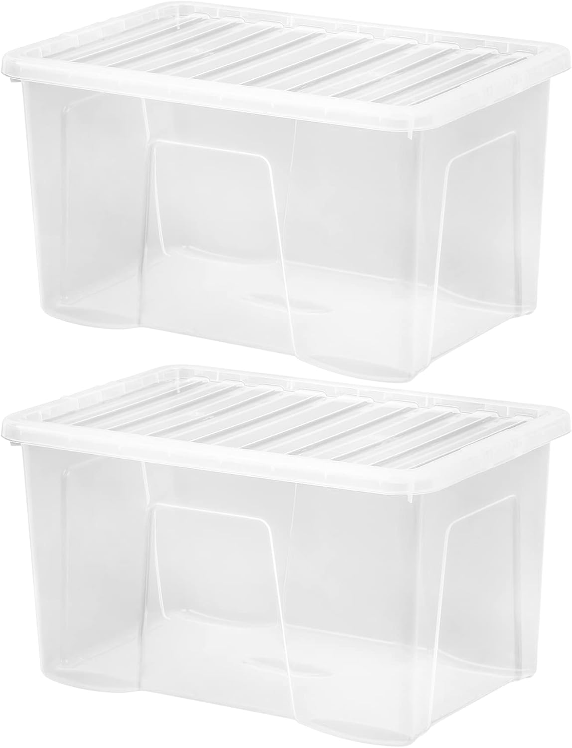 [Pack of X] Home Office Clear Plastic Stackable Storage Boxes with Lids