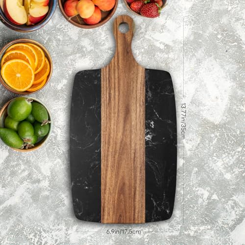 Tabla de cortar rectangular de mármol y madera Acacia miniatura 5