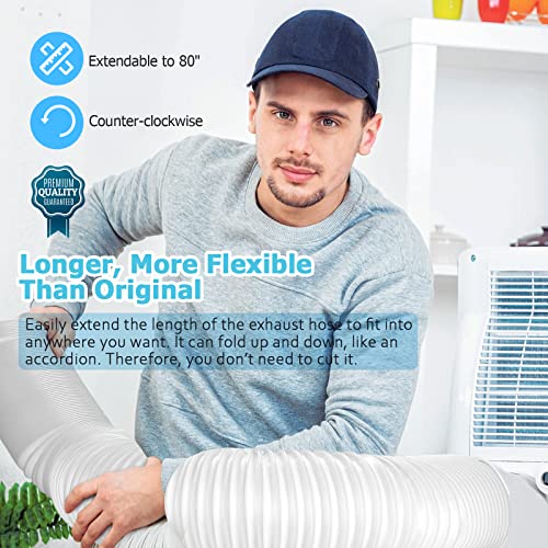 Air Conditioner Exhaust Vent Hose - 5.1" Diameter, 80" Length, Universal Counter-Clockwise Thread Air Vent Compatible With Honeywell, Whynter, Frigidaire, Lg, Delonghi Toshiba, Delonghi, Jhs #TOP2