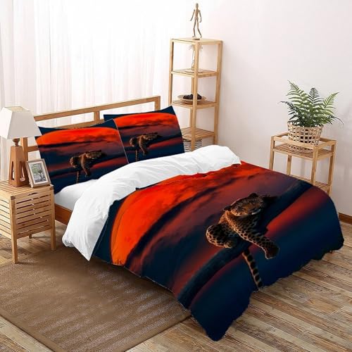 Parure de lit luxe imprimé 3D faune sauvage microfibre Super King