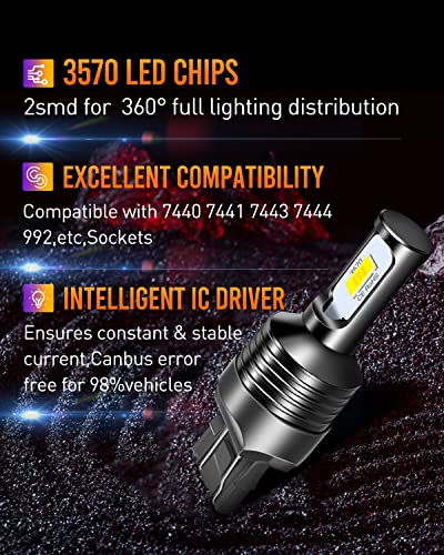 Luyed T20 7440 7443 Led Bulbs For Reverse Lights Xenon White Super Bright 7441 7444 992 Led Bulbs Replacement For Turn Signal Lights,Brake Lights,Tail Lights,Newest Design,Pack Of 2 #TOP7