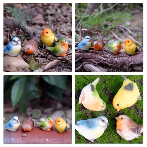 TVETE ミニ置物 ミニチュア鳥 ガーデニングオーナメント 鳥の置物 マイクロ風景飾り おしゃれトリの置物 庭 オブジェ ガーデニング用品置物 樹脂製 飾り【4種セット)】ガーデニング雑貨 かわいい 盆栽 装飾品 ガーデニングDIY 3枚目