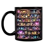 Buchtasse Bookish Glühweintassen, Keramik Büchertasse, Doppelseitiger Druck Buch Kaffeetasse, Lustige Tasse, Praktisch Geschenke für Leseratten Frauen Kinder Lehrer Schüler Bibliothekarin