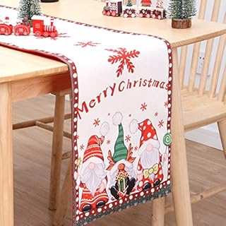ACHANFLY Christmas Table Runner Red Christmas Table Cloth 33*180cm Snowflake Christmas Table Linens Xmas Table Runner Printed Long Christmas Tablecloths for Dining Room Home Party Christmas Decoration