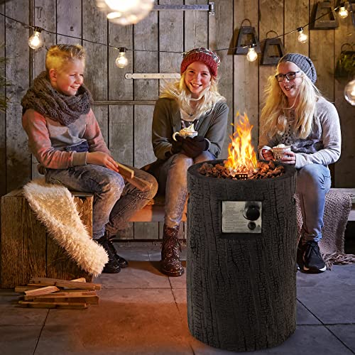Giantex Fire Pit Outdoor 16’’ Electronic Ignition Round Fireplace With 30,000 Btu Heat Output, Lava Rocks, Instant Touch-Up Pen, Waterproof Cover, For Patio, Csa Certified Fire Pits For Outside(Black) #TOP1