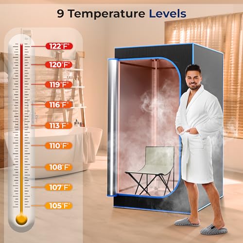 SereneLife Portable Steam Sauna Tent with Extra Large 4L Steamer - Includes Folding Sauna Chair, Remote Control w/ 9 Heat Levels for in-Home Spa - 2.9' x 2.9' x 5.9' - Image 2