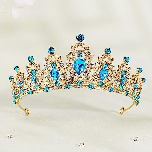Tiaras para mujeres coronas de princesas accesorios de pelo azul 2