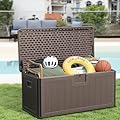 Jocoevol Outdoor Storage Deck Box 100 Gallon, UV Resistant & Waterproof Deck Box with Double-Wall Construction, Lockable Storage Bins Container for Pool Patio Garden