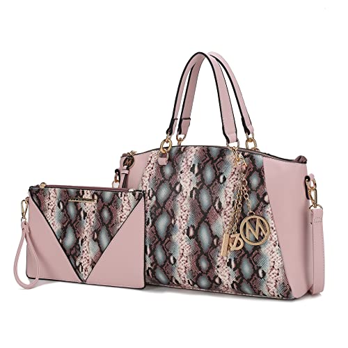 Bolso Tote para mujer con muñequera, cuero vegano con relieve de serpiente miniatura 1