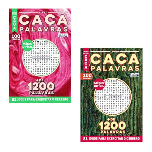 Kit 2 Livros Caça-Palavras Ed.2: Nível Médio/ Difícil