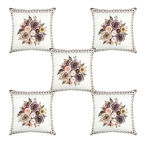 Image of BLUEDOT Home Decorative Floral Printed Cushion Covers Set of 5 (16x16 inches), Multicolor-CC20