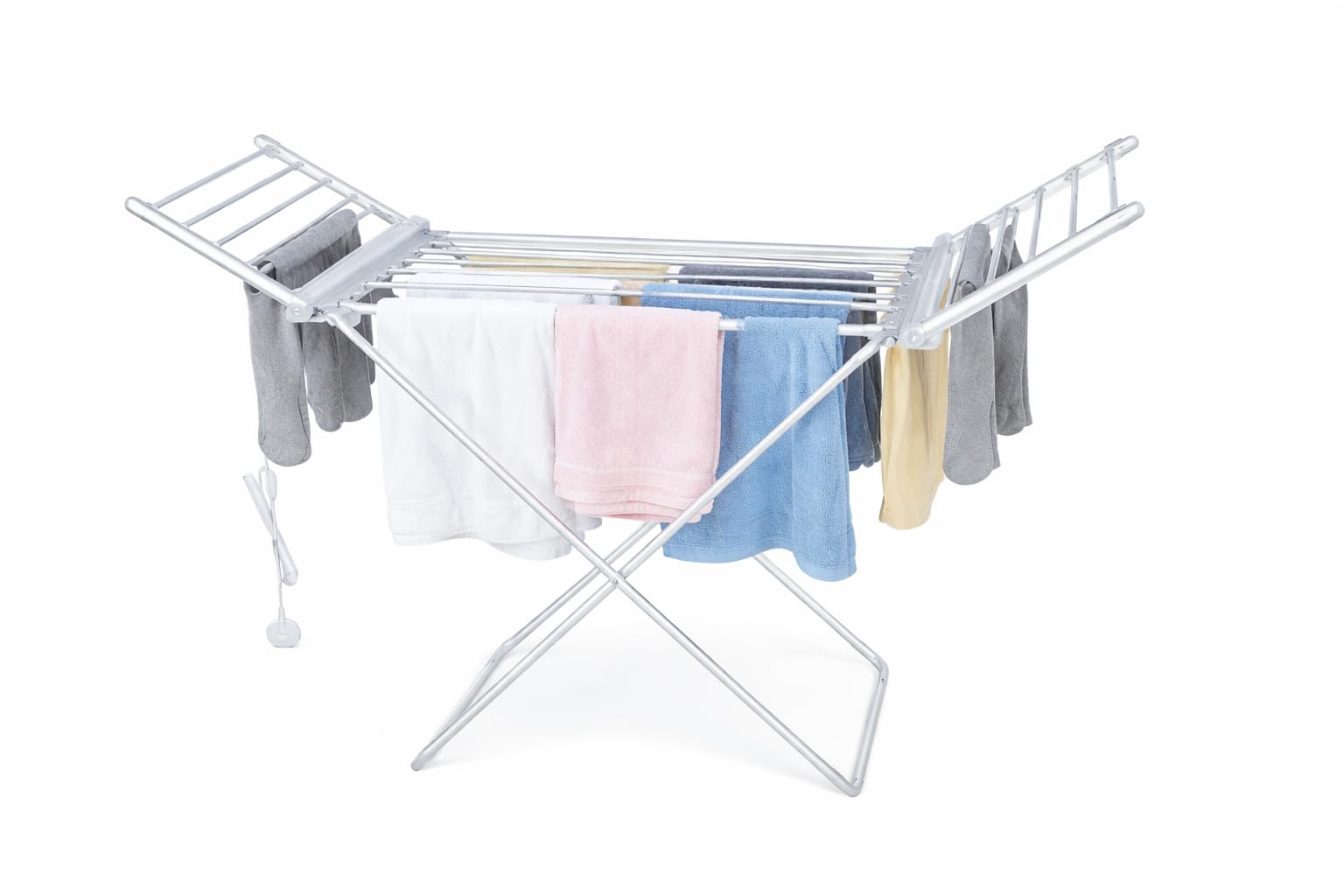 HOUSZY Electric Heated Clothes Drying Rack – Foldable Indoor Dryer Rack with 20 Heated Bars, Energy-Efficient Air Drying Rack for Laundry, Towels & Wet Clothes – Silver