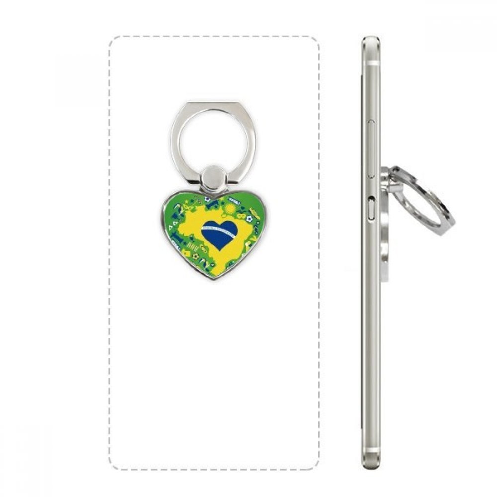 Soporte de anillo en forma de corazón con mapa de Brasil para teléfono móvil universal 4