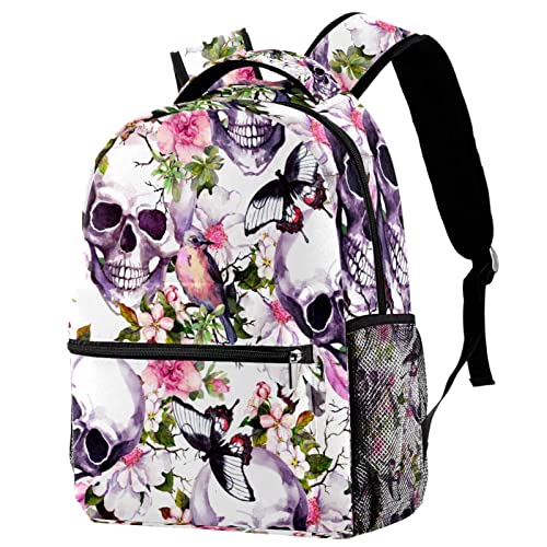 Sac à dos Campus tête de mort fleur pour voyage scolaire des ados