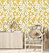 HAOKHOME Yellow Peel and Stick Wallpaper Floral Yellow/White/Blue Removable Wall Paper for Bedroom Bathroom Textured Stick on Contact Paper 17.7in x 9.8ft
