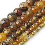 Pierres naturelles Turquoises Agates Oeil de Tigre Rondes Perles de Pierre Lâches 4/6/8/10/12MM Convient Pour Faire DIY Charmes Bijoux-Dragon Jaune, 12mm environ 30pcs