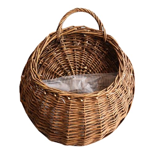 Banziaju Cesta de Mimbre para Plantas, Cesta Colgante para Plantas, Cesta de Mimbre Natural Tejida, Cesta Colgante Transpirable, Cesta Rural para Colgar en la Pared, para balcón, jardín, Patio,