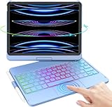 iPad Pro 11 inch Case with Keyboard, iPad Air 5/Air 4 10.9 inch Keyboard Case with Trackpad, Keyboard Case for iPad Air 5/Air 4 and iPad Pro 1-4 Gen, Backlit 10 Color & 360 Screen Rotation -Ocean Blue