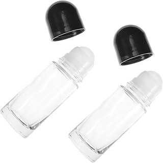 Mobestech 6pcs Transparent Glass Bottles Refillable Essential Oil Containers with Roller Ball Cap for Perfume Deodorant and Aromatherapy Liquid Storage