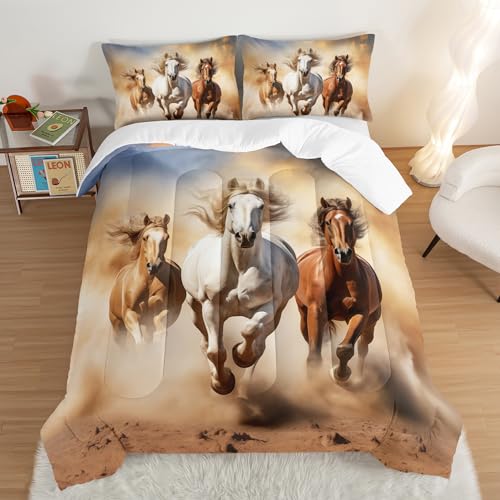 UEVBF Horse Print Queen Comforter Set with 2 Pillowcases