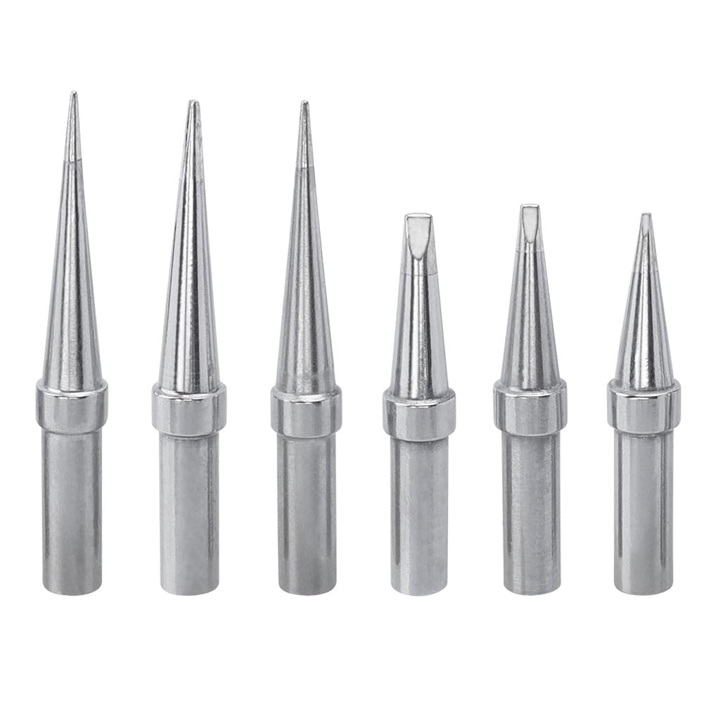 Yakamoz 6pcs Soldering Iron Tips ETA ETB ETH ETK ETO ETS Solder Iron Tips Replacement Kit for WE1010NA WES51 WES50 WEP70 Weller Solder Station | 1.6mm 2.4mm 0.8mm 1.2mm 0.8mm 0.4mm Tips