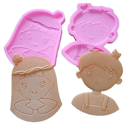 Gulinaza Boy Girl Love Silicone Molds for DIY Cake Fondant Biscuit Cookies Soap Sugar Pudding Chocolate Hard Candies Dessert Candle Decor