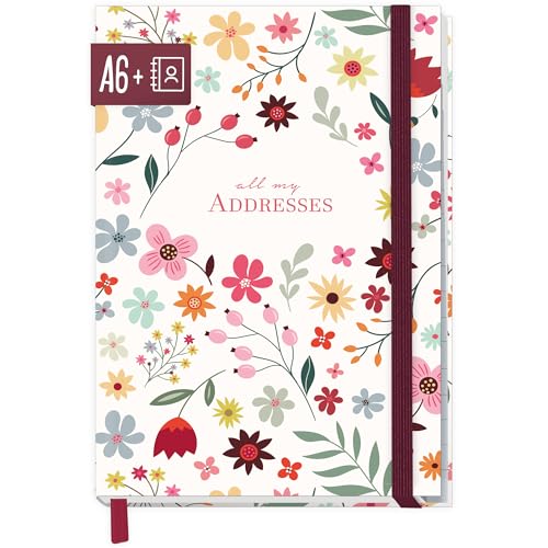 paper&you Adressbuch A6+ mit Register A-Z und 120 g/m Premium-Papier Wild Flower Buch für Kontakte Geburtstage & Passwörter - nachhaltig & klimafreundlich