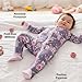 OPAWO Baby Girl Pajamas 3 Pack, Dubble Zipper Newborn Footie Pajamas with Mitten Cuffs, Infant Sleepers for Baby Boy Onsies(Flowers/Pink,0-3 Months)