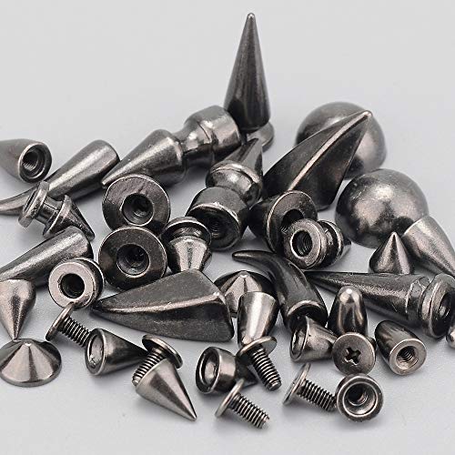 Yoranyo 270 Sets Mixed Shape Spikes And Studs Gun Metal Screw Back Bullet Cone Studs And Spikes Rivet Kit With Install Tools For Leather Craft Clothing Shoes Belts Bags Dog Collars Diy Accessories #TOP3