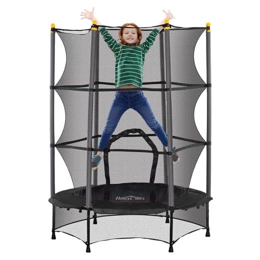 HOMCOM Trampoline Enfant Ø 1,40 × 1,90H m Filet de sécurité Porte zipée Couvre-Ressorts 6 poteaux rembourrés Inclus Noir