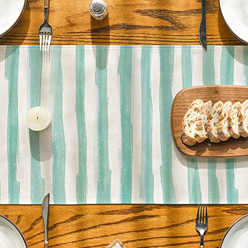Artoid Mode Watercolor Stripes Flower Vase Summer Table Runner, Seasonal Spring Holiday Kitchen Dining Table Runner For Home Party Decor 13 X 72 Inch #TOP2
