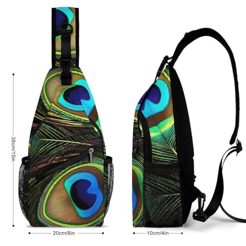 Bolso tipo bandolera con diseño de plumas para senderismo miniatura 2