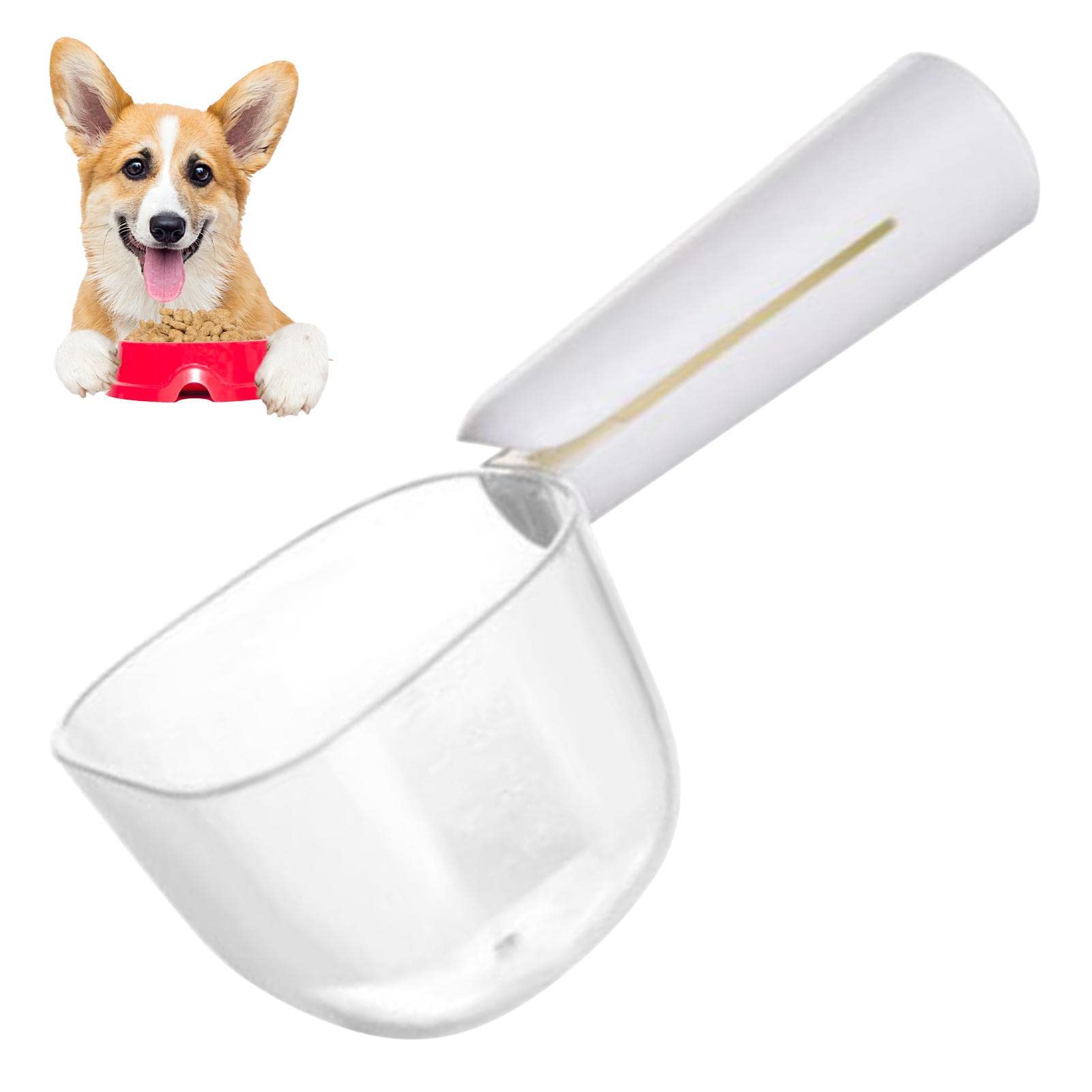 Bavokon White Dog Food Scoop - Cats Food Measuring Cup Clear,Pet Feeding Scooper With Comfortable Grip Handle For Dogs Cats And Other Pets