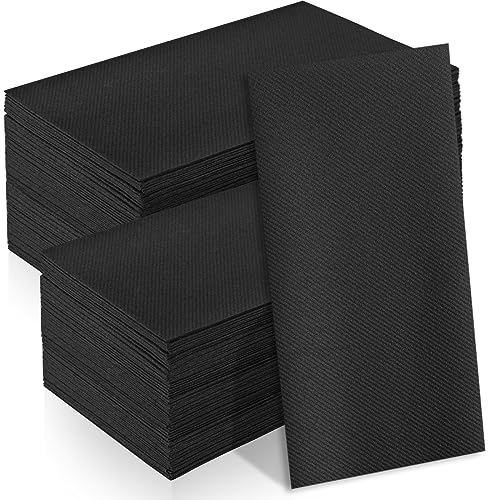 100 Pack Linen-Feel Black Airlaid Disposable Dinner Napkins