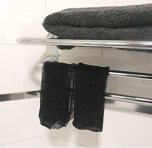 Exfoliating Bath Net - African Shower Sponge - Reusable - Extra Long Body & Back Scrubber (Black)