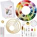 Pllieay Pełna gama haftu zestaw startowy z instrukcjami, 5 sztuk bambusowych obręczy do haftowania, 100 kolorów nici, 3 sztuki tkaniny Aida i zestaw narzędzi do haftu krzyżykowego do szycia