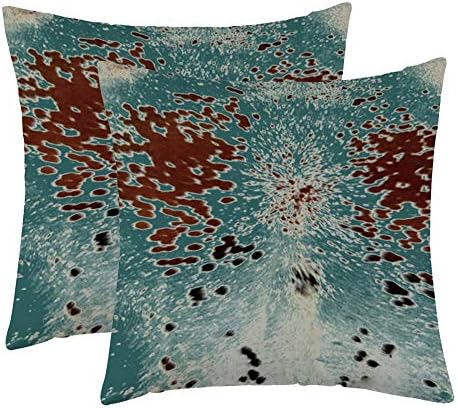 WFLOSUNVE Farmhouse Faux Cowhide Decorative Throw Pillow Covers 18"x 18" Set of 2, Soft Flannel Rustic Print Cushion Cases for Couch and Sofa