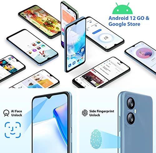 Blackview A52 Mobile Phones SIM Free Unlocked, Android 12 Smartphone,3GB+32GB/1TB Extension,4G Dual SIM Phones,6.52HD+5180mAh Battery,13MP+5MP Camera,OTG,Face ID+Fingerprint,Type-C,Blue