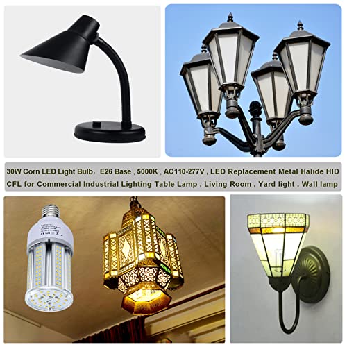 Djdtdty LED Light Bulb,300W/200W/100W/60W A23 Led Corn Light Bulb, E26 E27 Base Led Corn Lamp, 5000 Lumen 5000K Daylight 110V thumb #7