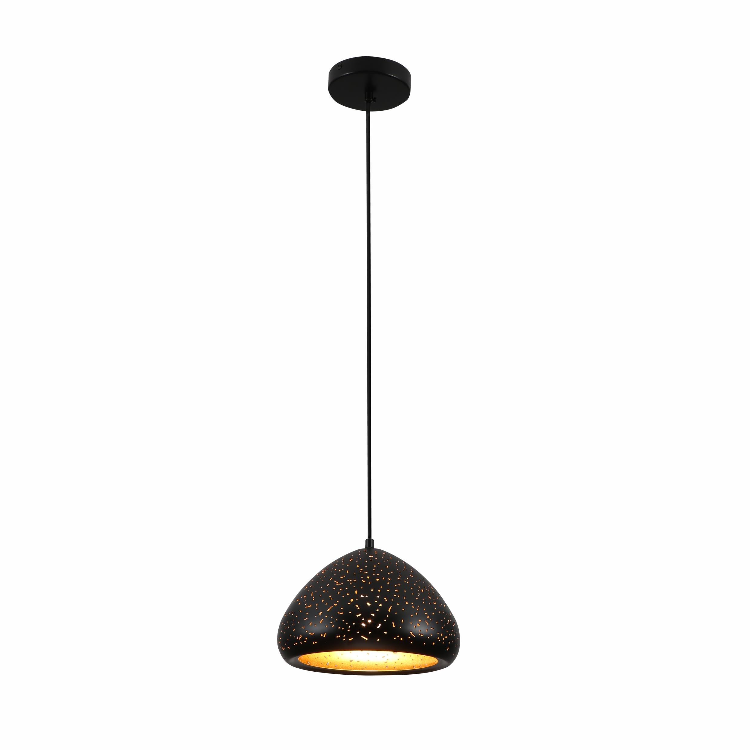 TEKLED Black Golden Indian Dome Ceiling Light | Moroccan Night Milkyway Light | E27 Edison Bulb Base | Home&Industrial Modern Pendant Light | For Bar Dining Room Coffee Shop | 25cm (Bulb not Included)